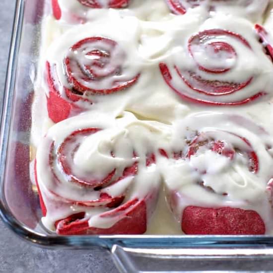 Red Velvet Cake Mix Cinnamon Rolls