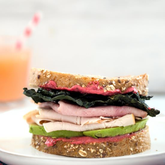 Crispy Kale Turkey and Ham Sandwich