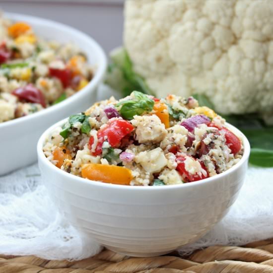 Cauliflower Couscous Caprese Salad