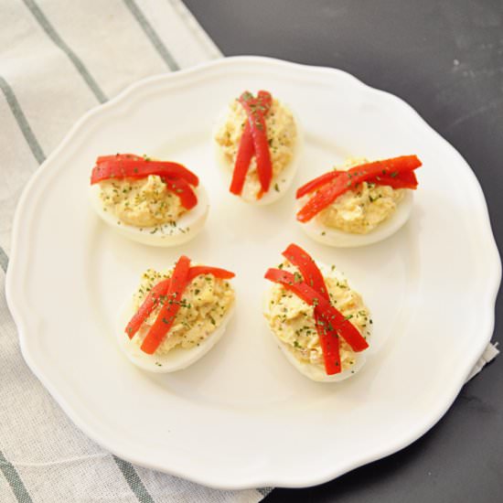 Spanish Deviled Eggs with Tuna