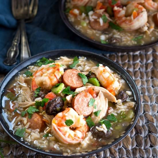 Chicken Shrimp and Sausage Gumbo