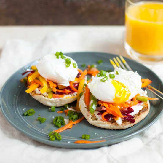 Ricotta Rainbow Veggie Toasts