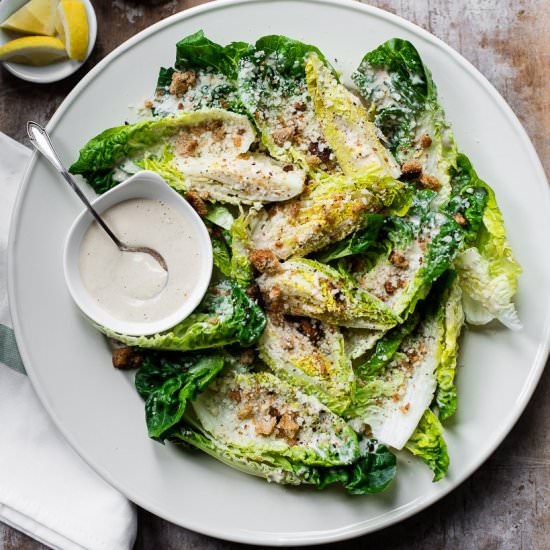 Tahini caesar salad