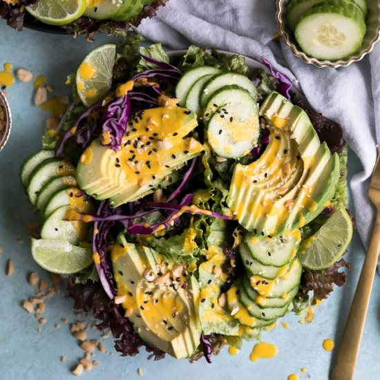 Salad with Carrot Ginger Dressing
