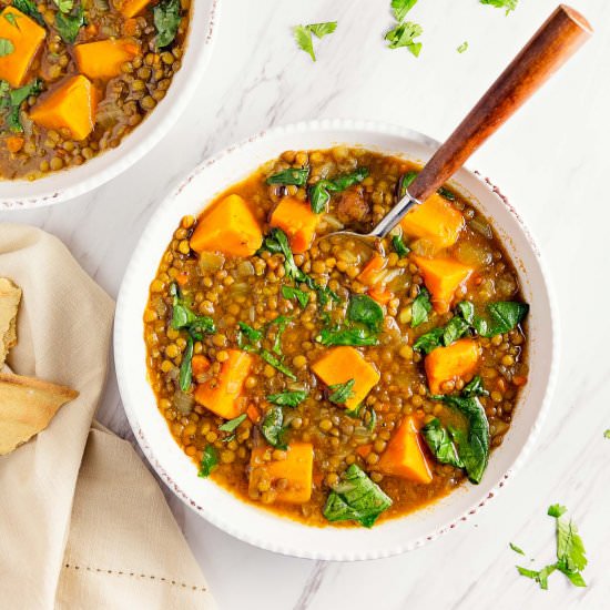 Moroccan Sweet Potato Lentil Stew