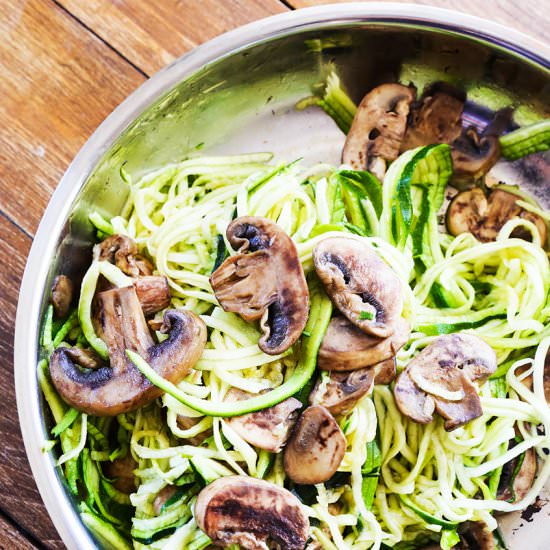 Sauteed Zucchini Noodles & Mushroom