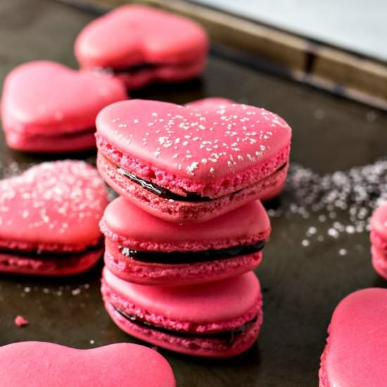 Raspberry Macaron Hearts
