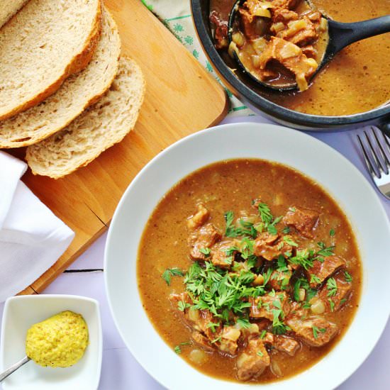 Beer beef and mustard stew