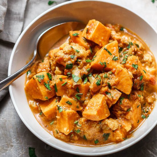 Cauliflower Sweet Potato Curry