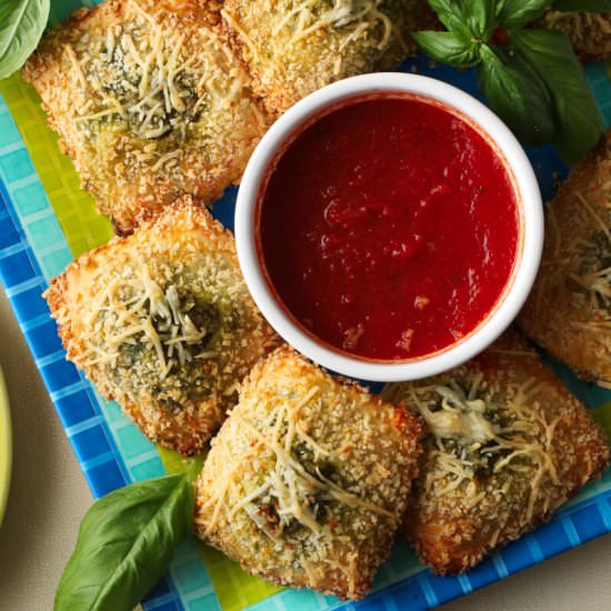 Toasted Spinach Pesto Ravioli