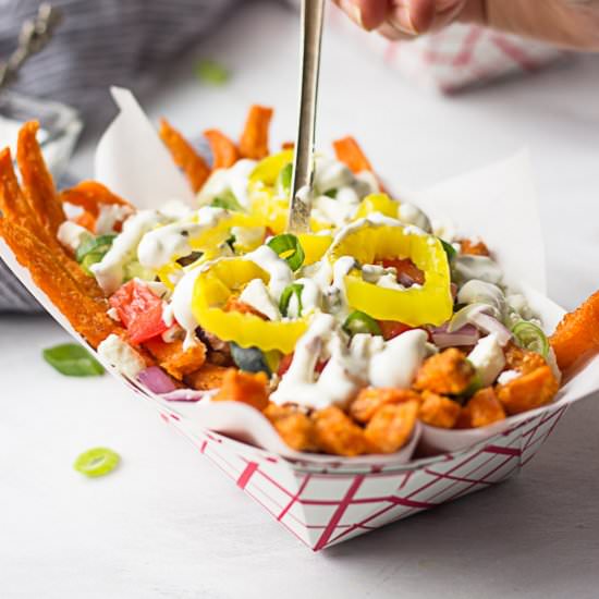 Loaded Greek Sweet Potato Fries