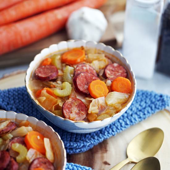 Fennel Cabbage and Sausage Soup