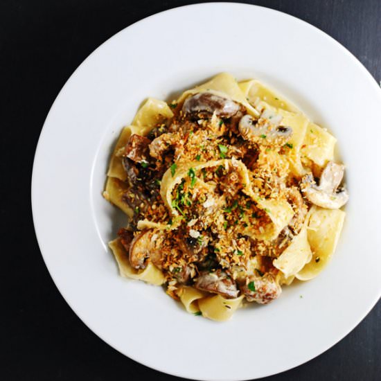 Creamy mushroom pappardelle