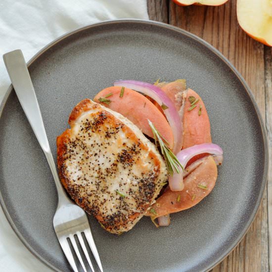 Dijon Pork Chops, Apples & Onion