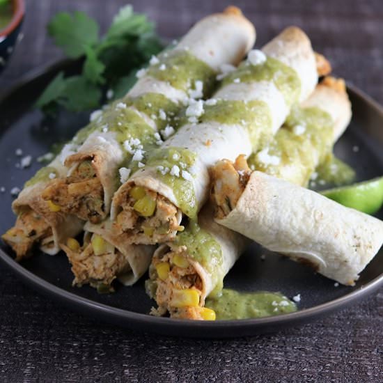 Roasted Chicken Verde Taquitos