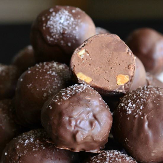 Salted Almond Fudge Truffles
