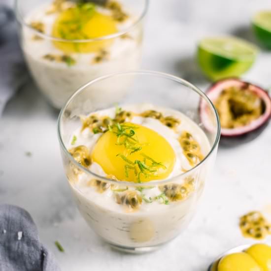 COCONUT RICE PUDDING WITH MANGO