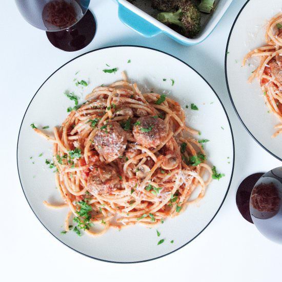 Bucatini with Meatballs