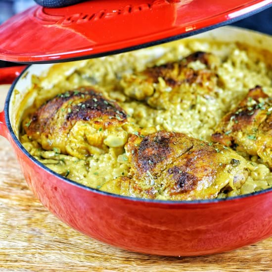 Curry Chicken & Mushroom Risotto