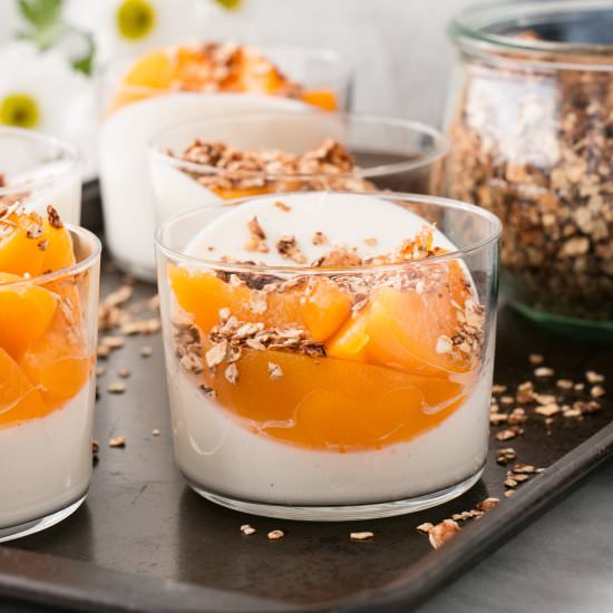 Yogurt Panna Cotta with Peaches