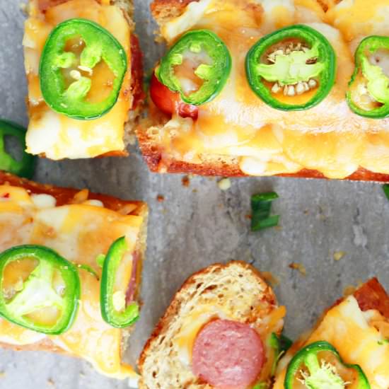 Spicy, Cheesy Garlic Bread Dogs