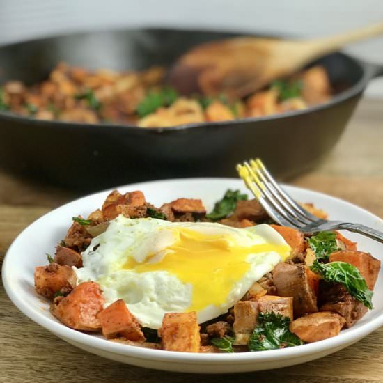 Chorizo Sweet Potato Kale Hash