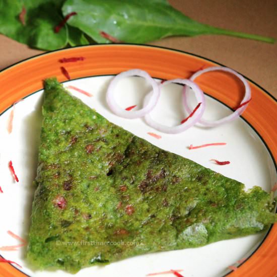 Stuffed Spinach Rava Dosa