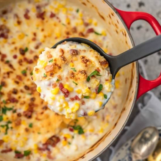Parmesan Creamed Corn with Bacon