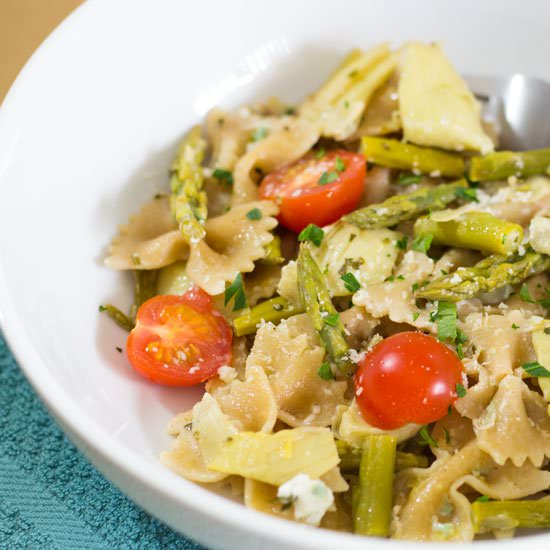Artichoke and Asparagus Lemon Pasta