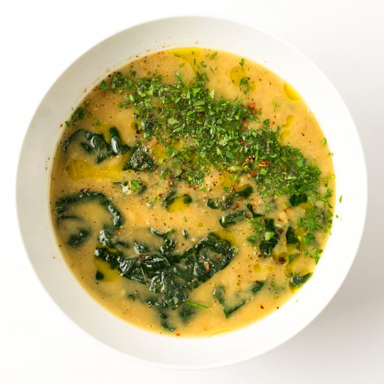 butter bean and kale soup with miso