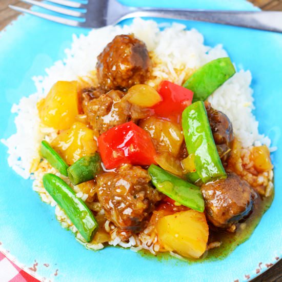 Slow Cooker Pineapple BBQ Meatballs