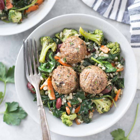 Meatless Meatball & Veggie Skillet