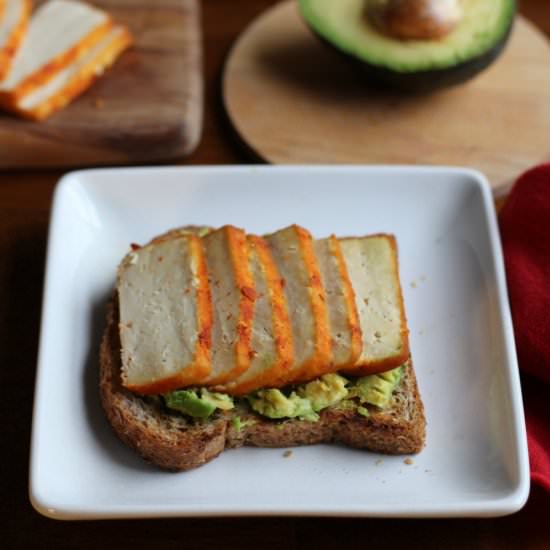 Vegan Avocado Toast with Baked Tofu
