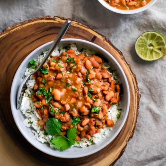 Mexican Pinto Beans& Tomatillo Rice