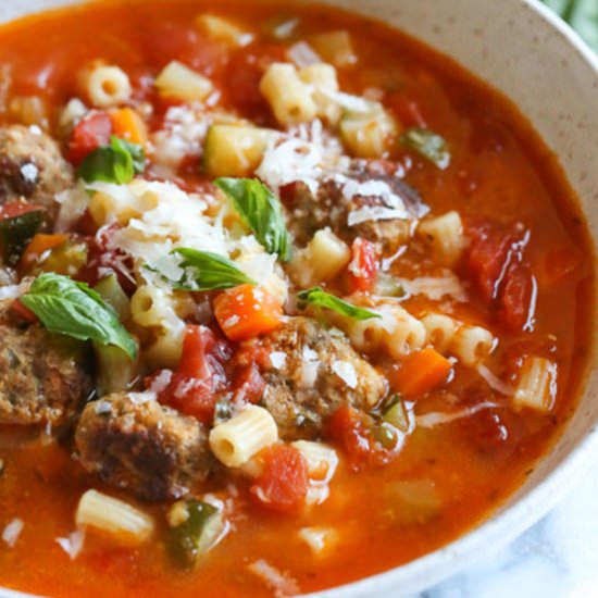 Turkey Meatball and Ditalini Soup