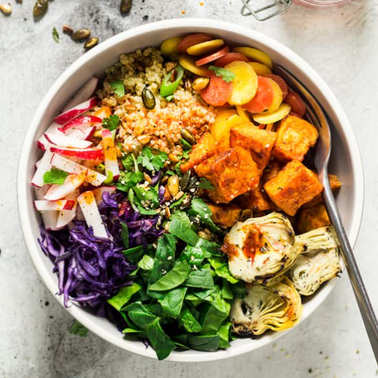 Sunny bowl + Harissa Dressing