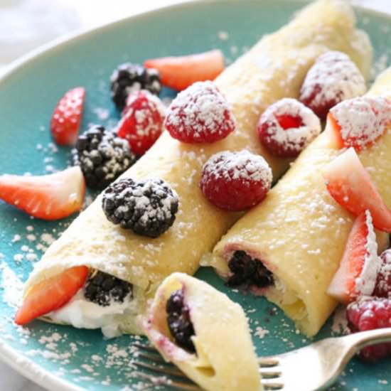 Czech Crepes with Berries and Cream