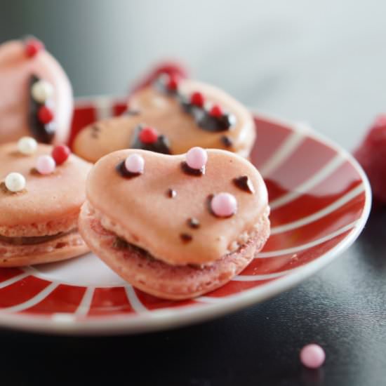 Heart-shaped macarons