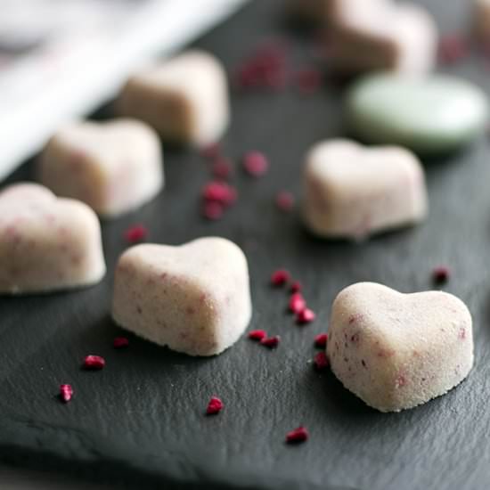 Vegan white chocolate hearts