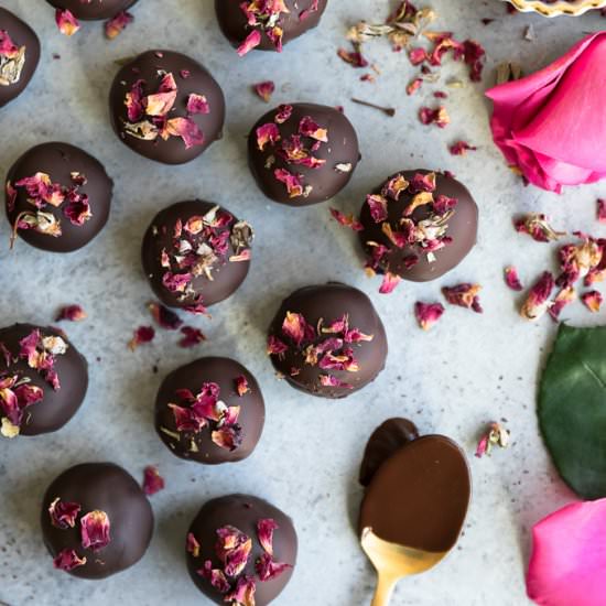 Dark Chocolate Date Rose Truffles