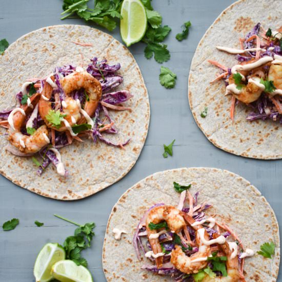 Sriracha Slaw Shrimp Tacos