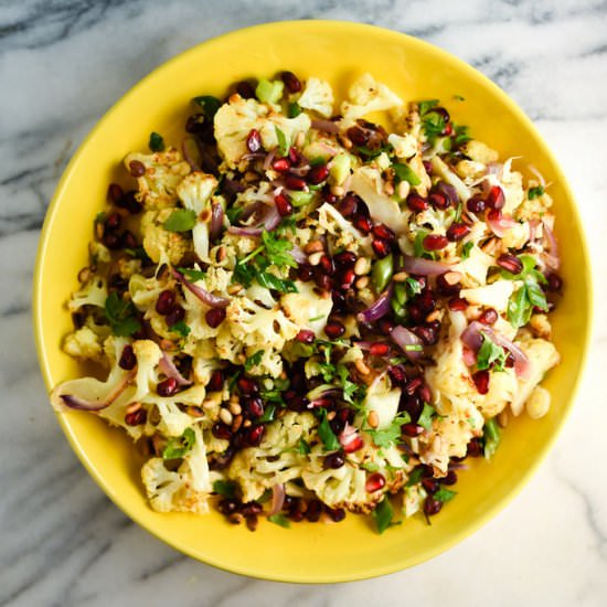 Roasted Cauliflower w/ Pomegranate