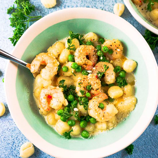 Gnocchi Carbonara with Shrimp
