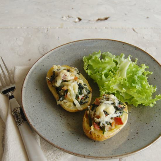 Loaded potatoes with spinach