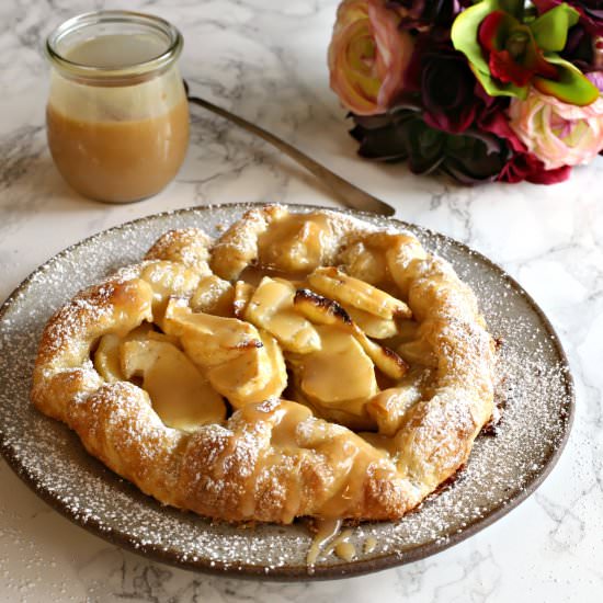 Apple Puff Tart with Tahini Caramel