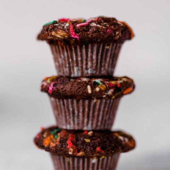 chocolate funfetti mini muffins