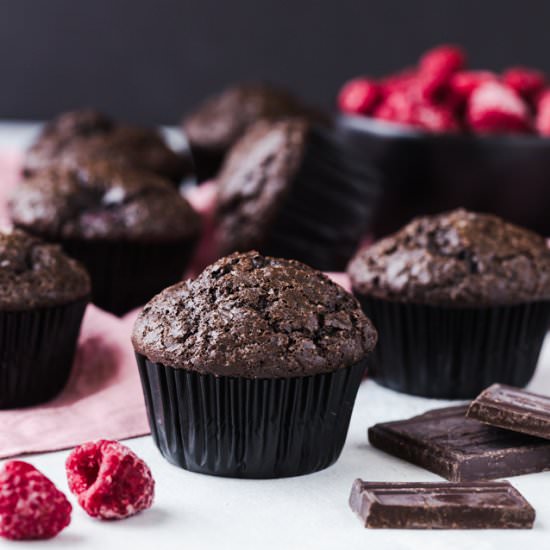 Double Chocolate Raspberry Muffins