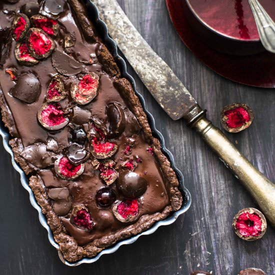 chocolate cherry tart