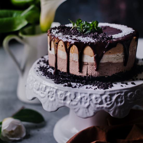 Eggless Triple Chocolate Mousse Cake