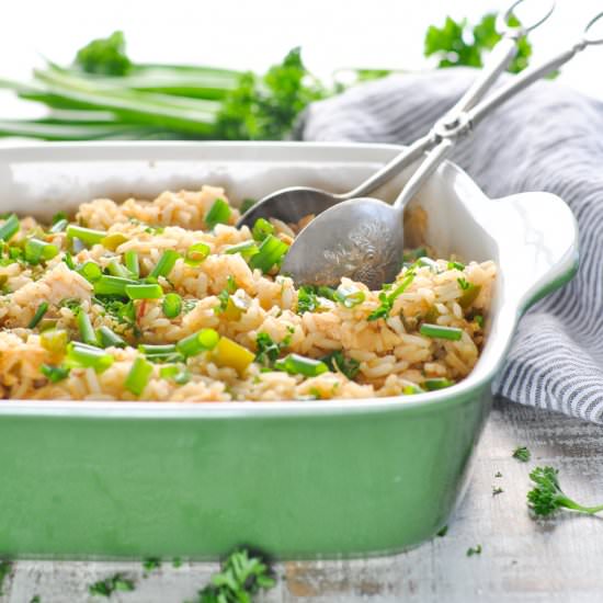Dump-and-Bake Chicken Dirty Rice